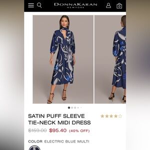 Donna Karan Abstract Blue Midi Dress